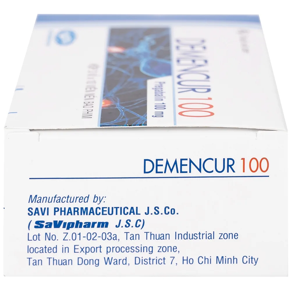 Hình ảnh Thuốc Demencur 100 DaviPharm điều trị đau thần kinh trung ương và ngoại vi (3 vỉ x 10 viên)