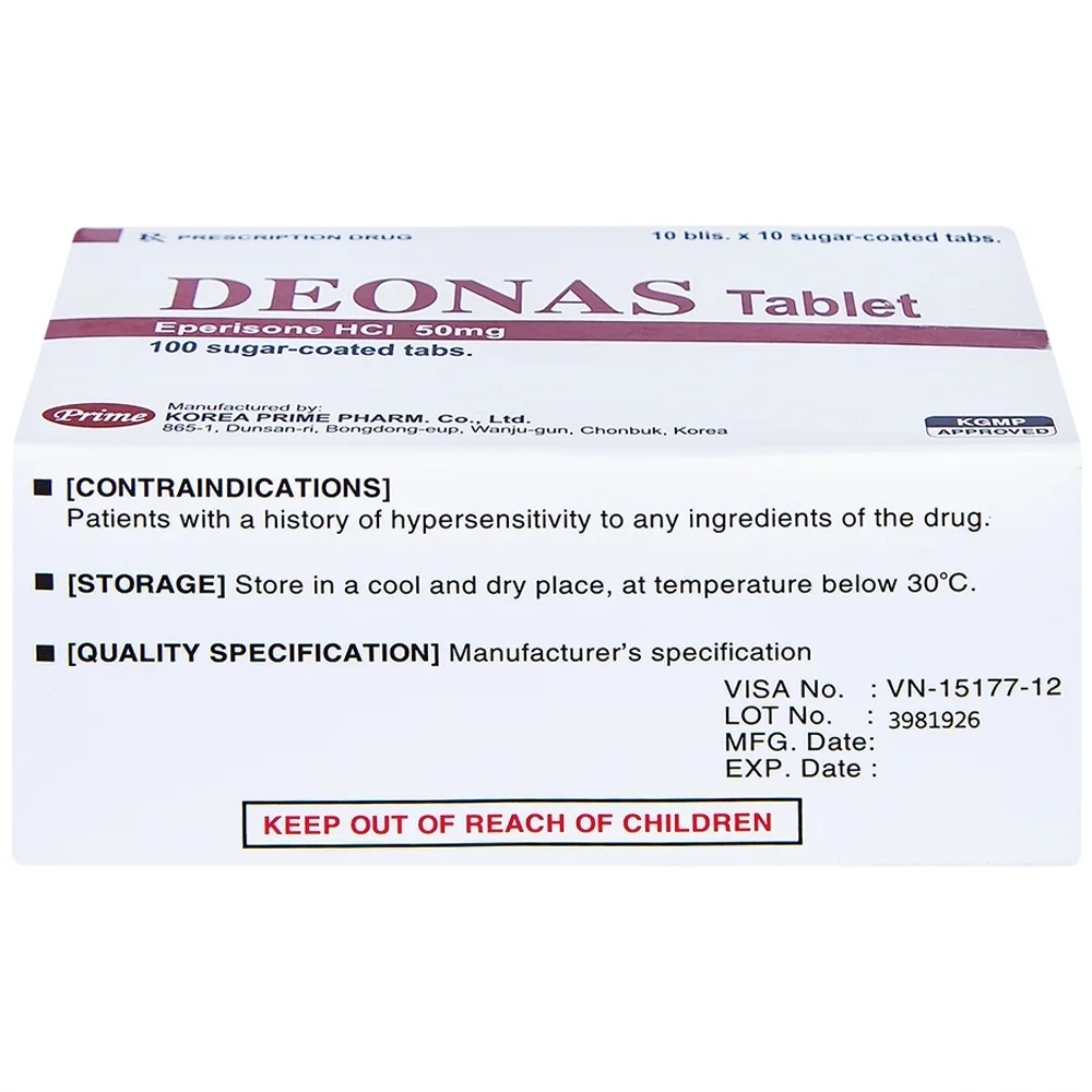 Hình ảnh Thuốc Deonas 50mg Korea Prime làm giãn cơ xương (10 vỉ x 10 viên)