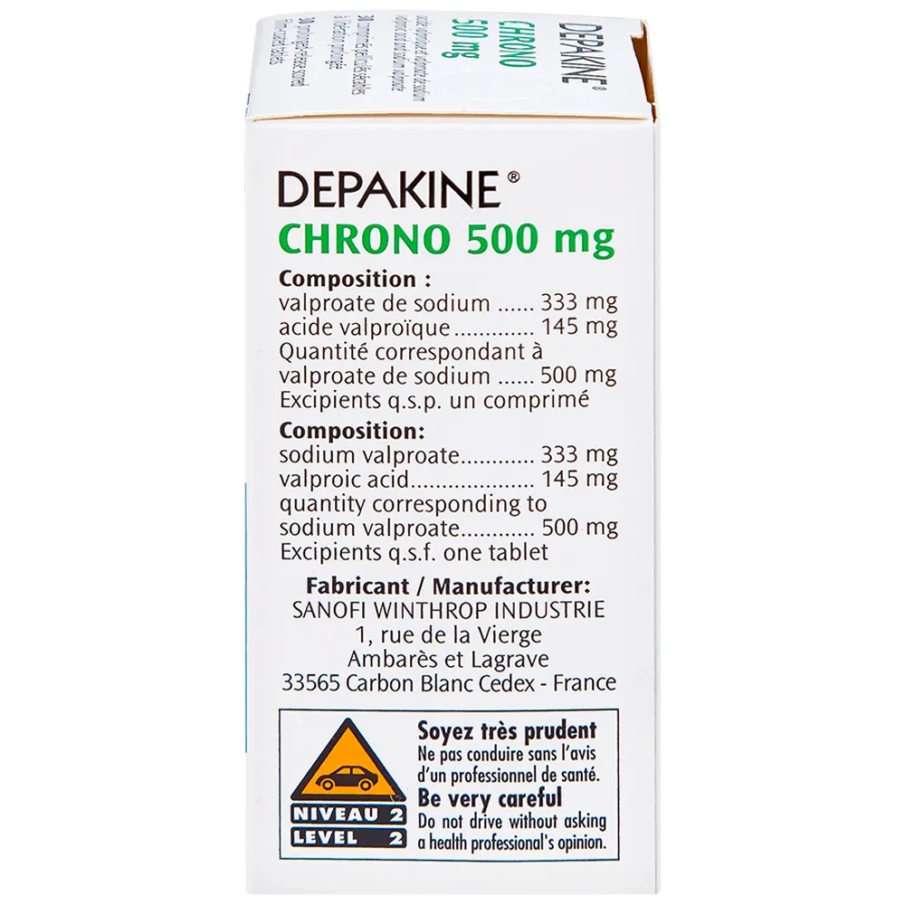 Hình ảnh Thuốc Depakine Chrono 500mg Sanofi điều trị động kinh (30 viên)