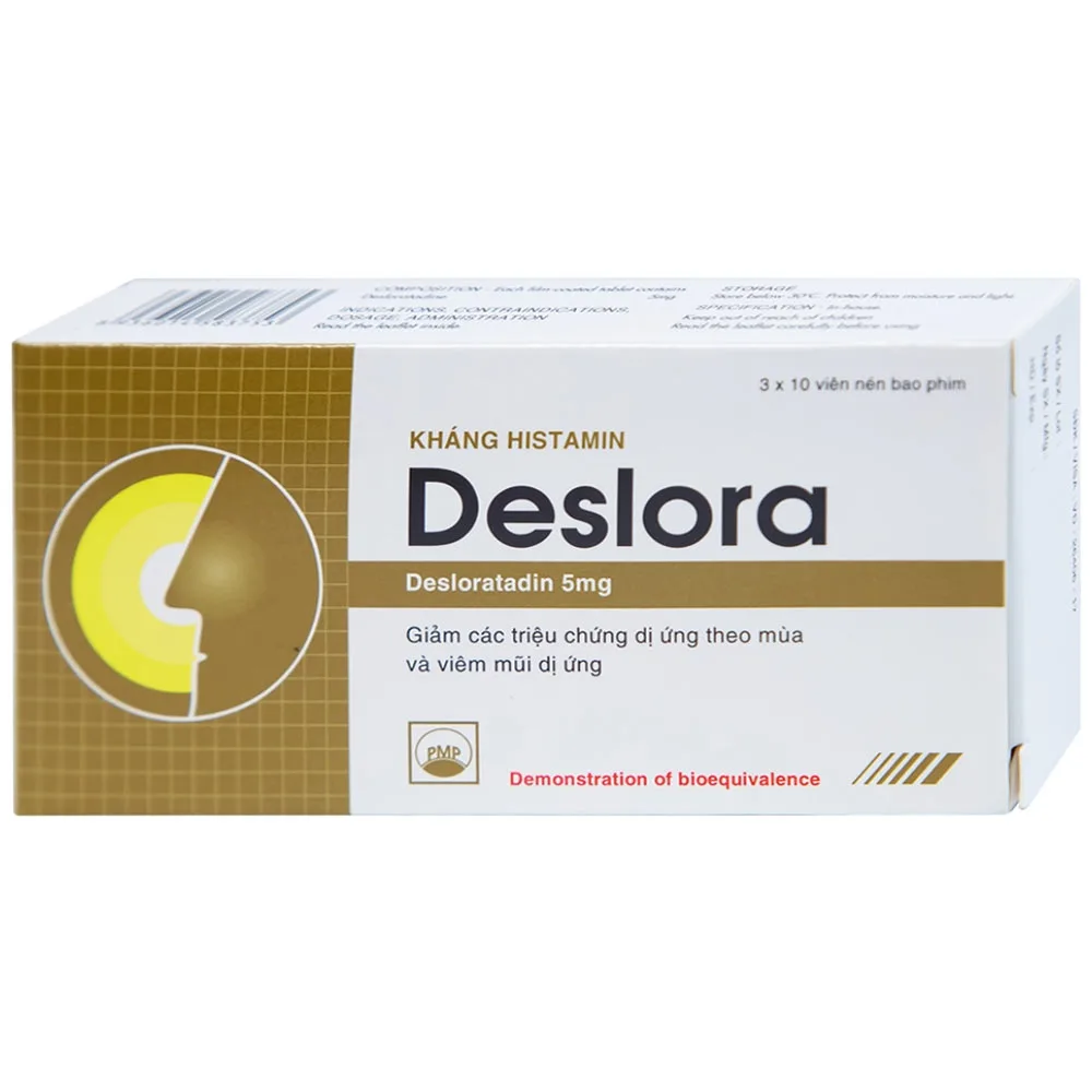 Hình ảnh Thuốc Deslora 5mg giảm các triệu chứng dị ứng theo mùa và viêm mũi dị ứng (3 vỉ x 10 viên)