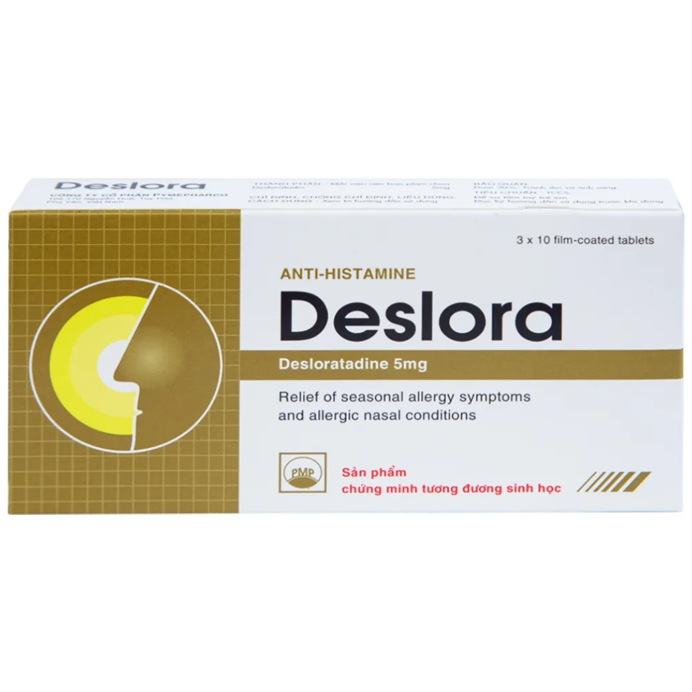 Hình ảnh Thuốc Deslora 5mg giảm các triệu chứng dị ứng theo mùa và viêm mũi dị ứng (3 vỉ x 10 viên)