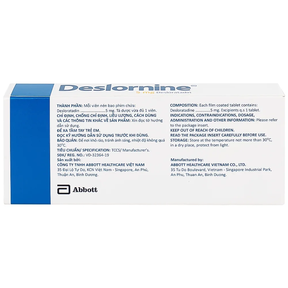 Hình ảnh Thuốc Deslornine Abbott 5mg Làm giảm các triệu chứng của viêm mũi dị ứng (3 vỉ x 10 viên)