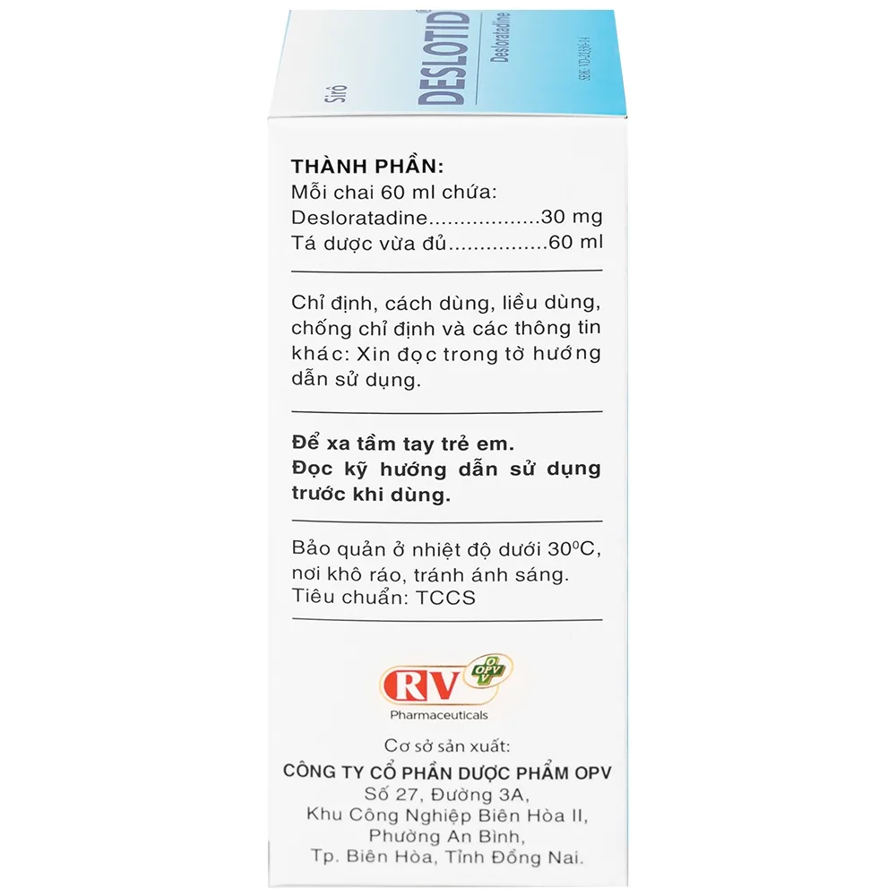 Hình ảnh Siro Deslotid OPV trị viêm mũi dị ứng, phản ứng dị ứng da (60ml)