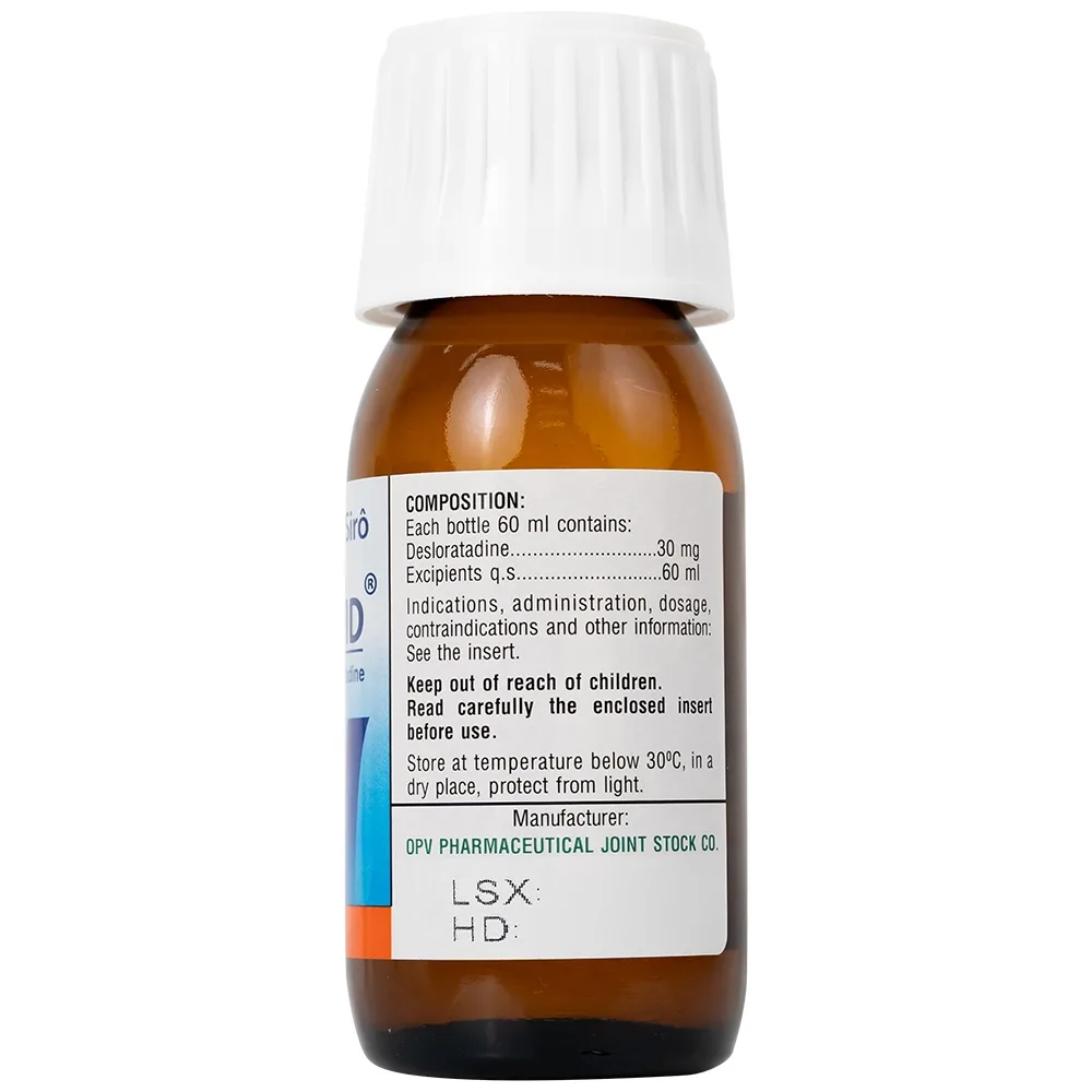 Hình ảnh Siro Deslotid OPV trị viêm mũi dị ứng, phản ứng dị ứng da (60ml)
