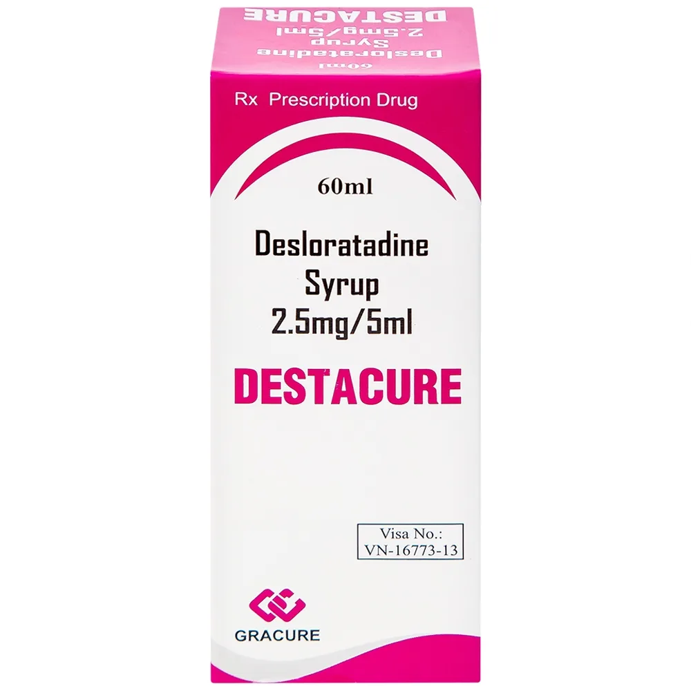 Hình ảnh Siro Destacure 2.5mg/5ml Gracure điều trị viêm mũi dị ứng theo mùa và lâu năm, mày đay tự phát mãn tính (60ml)