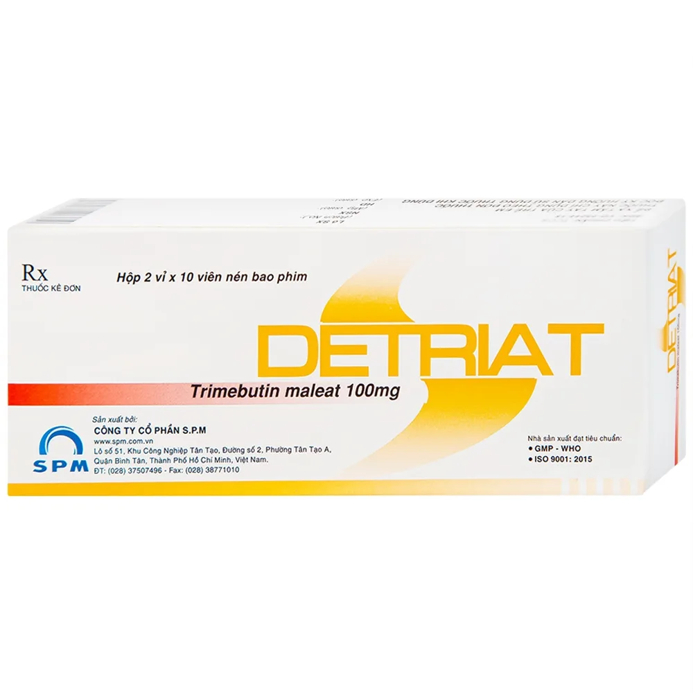 Hình ảnh Thuốc Detriat điều trị triệu chứng đau, rối loạn chuyển vận ruột, khó chịu đường ruột (2 vỉ x 10 viên)