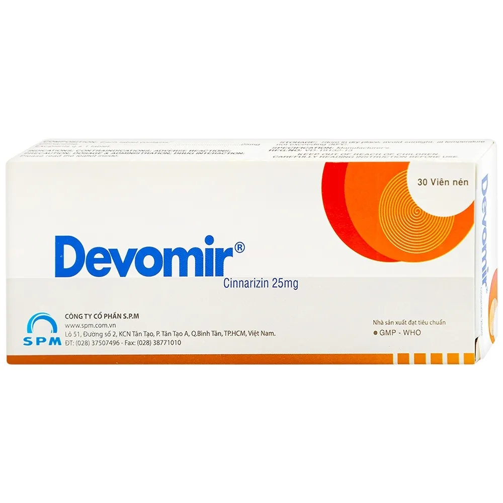 Hình ảnh Thuốc Devomir S.P.M ohòng ngừa say sóng, say tàu xe, máy bay (3 vỉ x 10 viên)