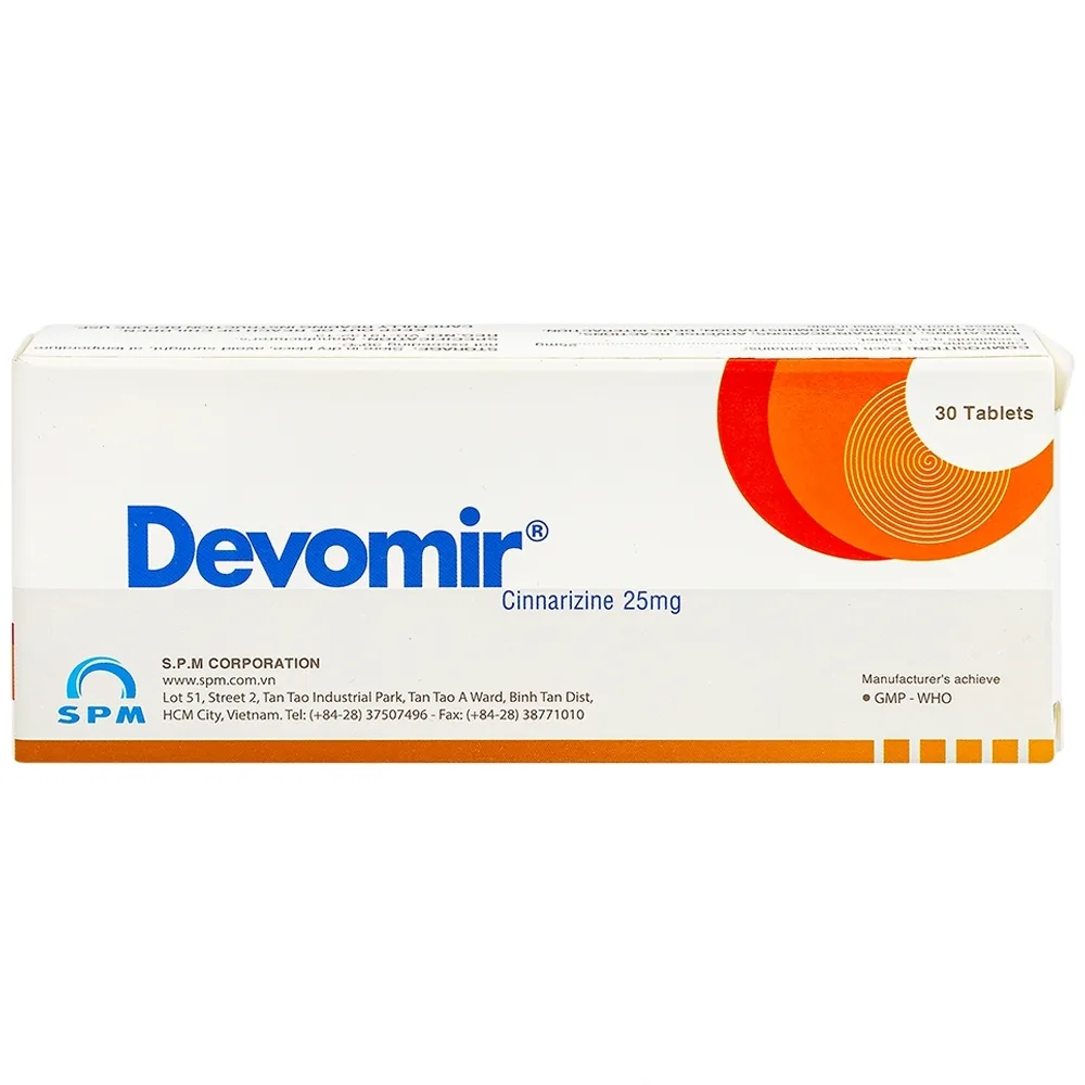 Hình ảnh Thuốc Devomir S.P.M ohòng ngừa say sóng, say tàu xe, máy bay (3 vỉ x 10 viên)