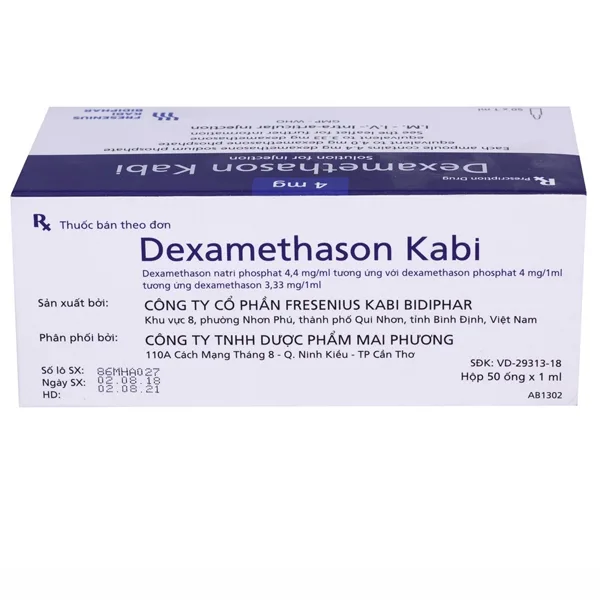 Hình ảnh Dung dịch tiêm Dexamethason Kabi dùng trong trường hợp dị ứng nặng, sốc do phẫu thuật (50 ống)