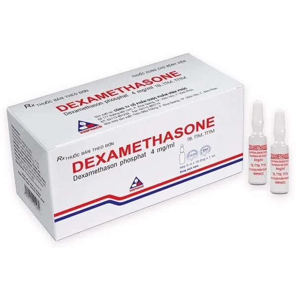 Hình ảnh Dung dịch tiêm Dexamethasone 4mg/1ml Vinphaco điều trị trạng thái hen, bệnh dị ứng nặng (10 ống x 1ml)