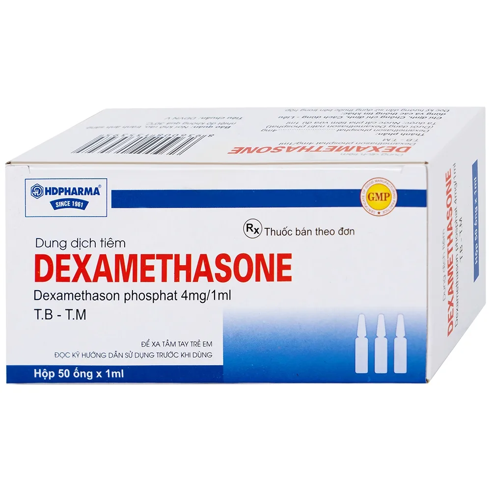Hình ảnh Dung dịch tiêm Dexamethasone 4mg/1ml điều trị trạng thái hen, bệnh dị ứng nặng, phản ứng sau truyền máu (50 ống)