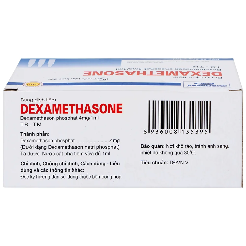 Hình ảnh Dung dịch tiêm Dexamethasone 4mg/1ml điều trị trạng thái hen, bệnh dị ứng nặng, phản ứng sau truyền máu (50 ống)