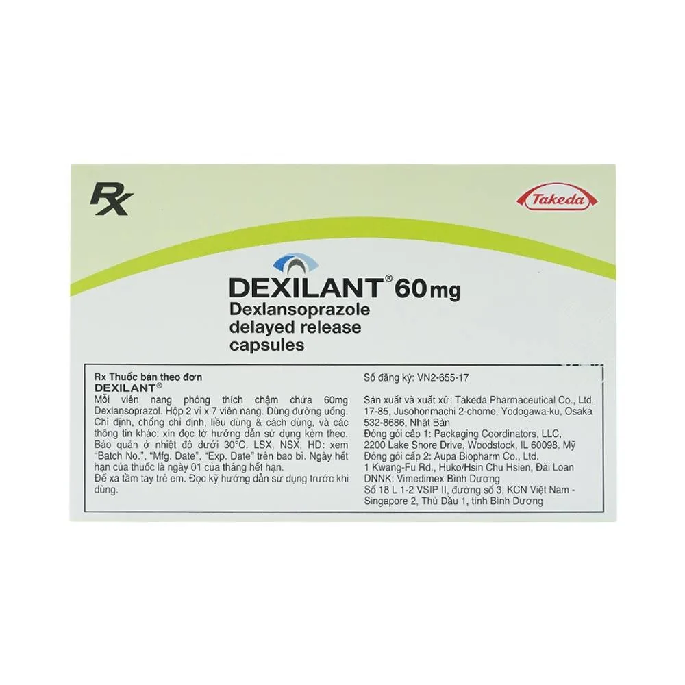 Hình ảnh Thuốc Dexilant 60mg Takeda điều trị bệnh trào ngược dạ dày thực quản (2 vỉ x 7 viên)