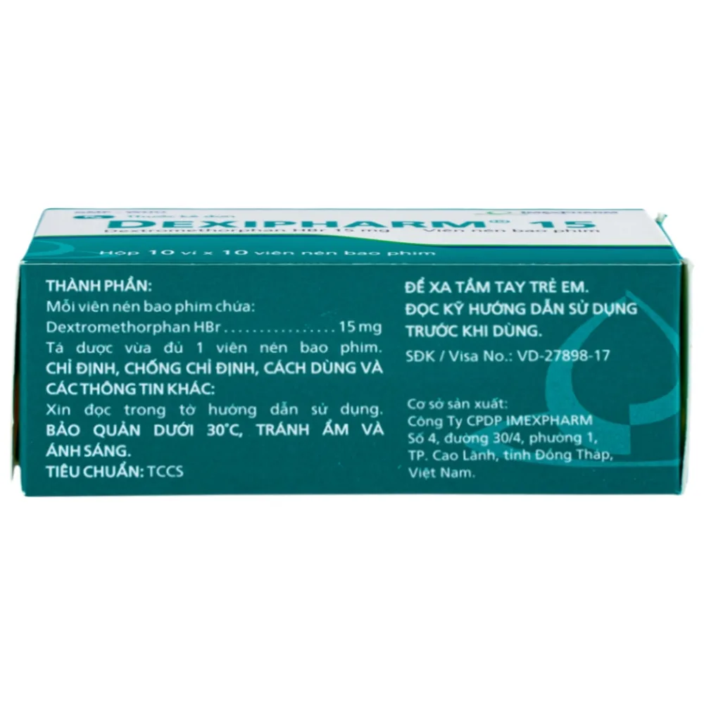 Hình ảnh Thuốc Dexipharm 15mg Imexpharm điều trị triệu chứng ho (10 vỉ x 10 viên)