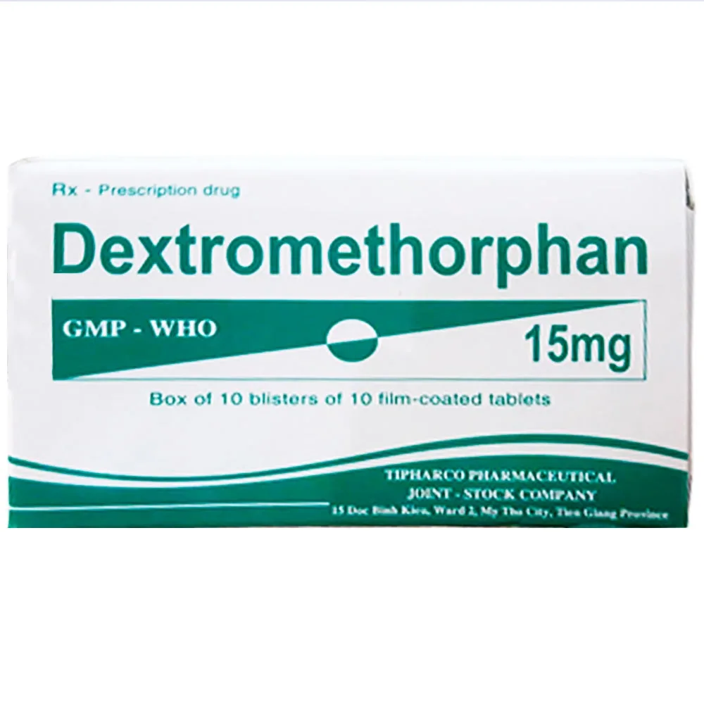Hình ảnh Thuốc Dextromethorphan 15mg Tipharco điều trị ho khan, ho do kích ứng (10 vỉ x 10 viên)