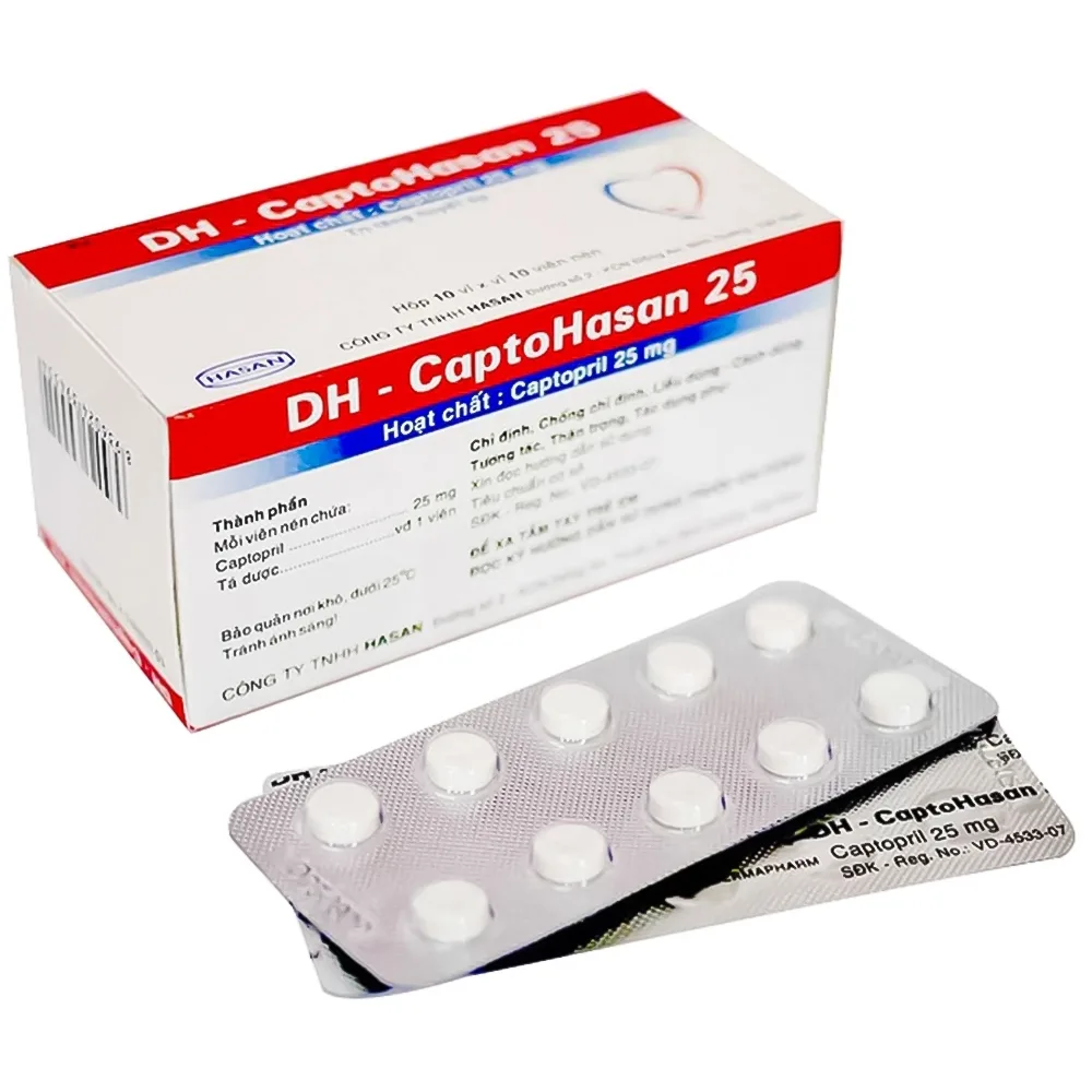 Hình ảnh Thuốc DH - CaptoHasan 25 điều trị tăng huyết áp, suy tim (10 vỉ x 10 viên)