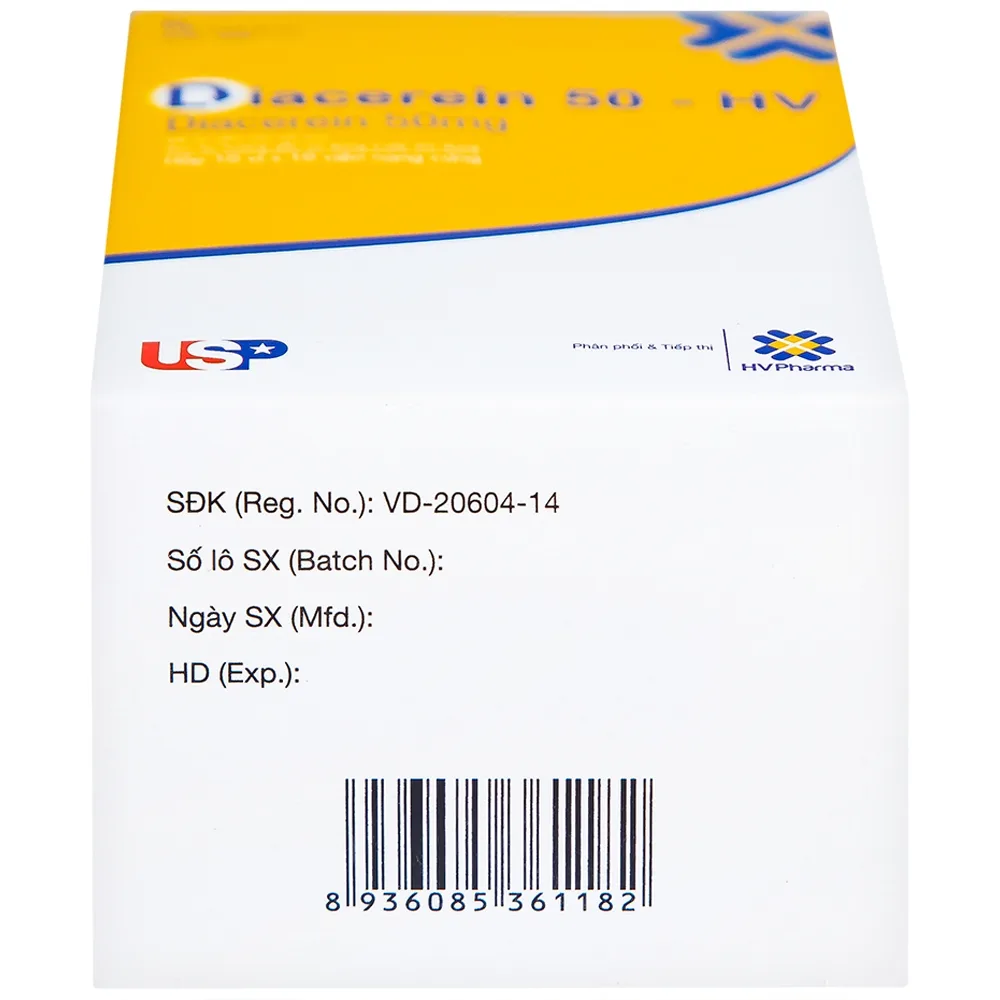 Hình ảnh Thuốc Diacerein 50 - HV USP điều trị các bệnh thoái hóa khớp (10 vỉ x 10 viên)