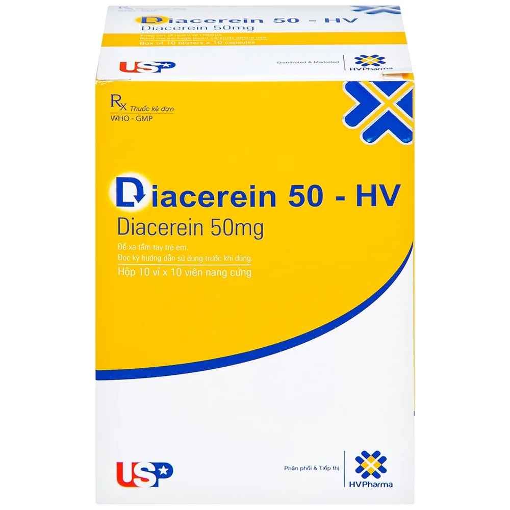 Hình ảnh Thuốc Diacerein 50 - HV USP điều trị các bệnh thoái hóa khớp (10 vỉ x 10 viên)