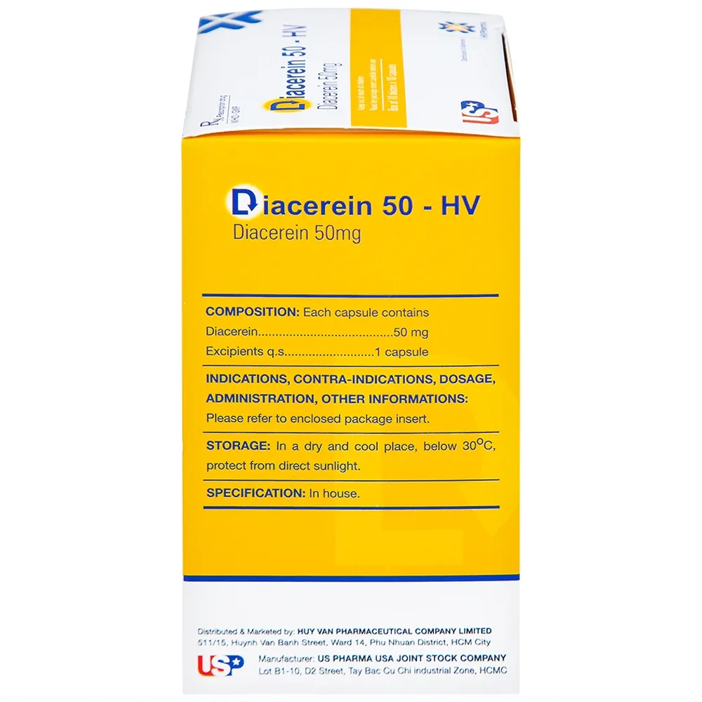 Hình ảnh Thuốc Diacerein 50 - HV USP điều trị các bệnh thoái hóa khớp (10 vỉ x 10 viên)