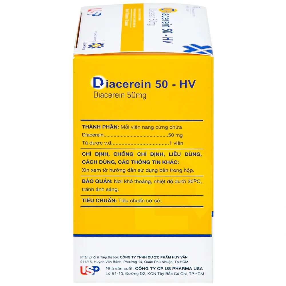 Hình ảnh Thuốc Diacerein 50 - HV USP điều trị các bệnh thoái hóa khớp (10 vỉ x 10 viên)