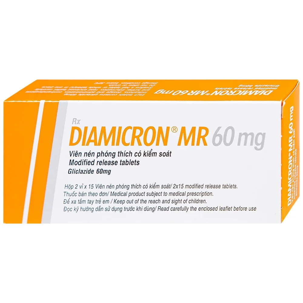 Hình ảnh Thuốc Diamicron MR 60mg Servier điều trị tiểu đường típ 2 (2 vỉ x 15 viên)