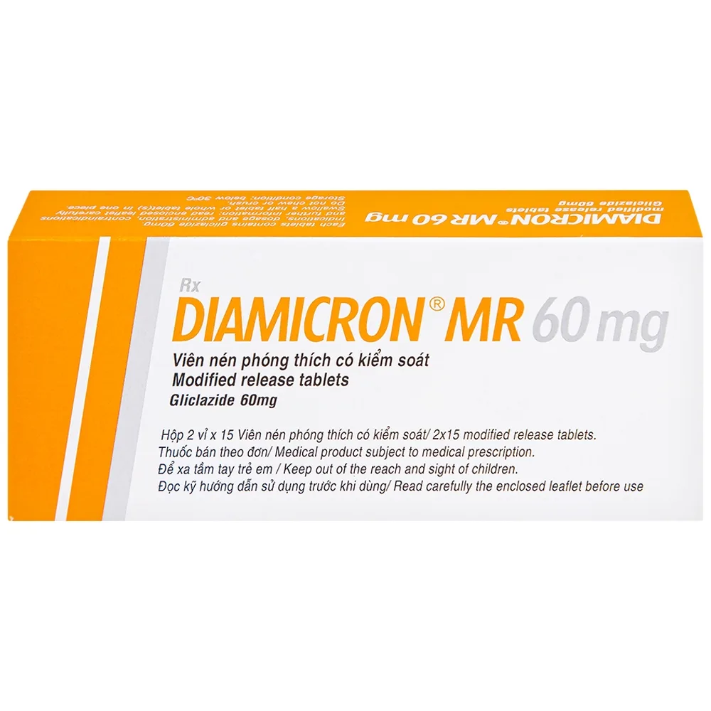 Hình ảnh Thuốc Diamicron MR 60mg Servier điều trị tiểu đường típ 2 (2 vỉ x 15 viên)
