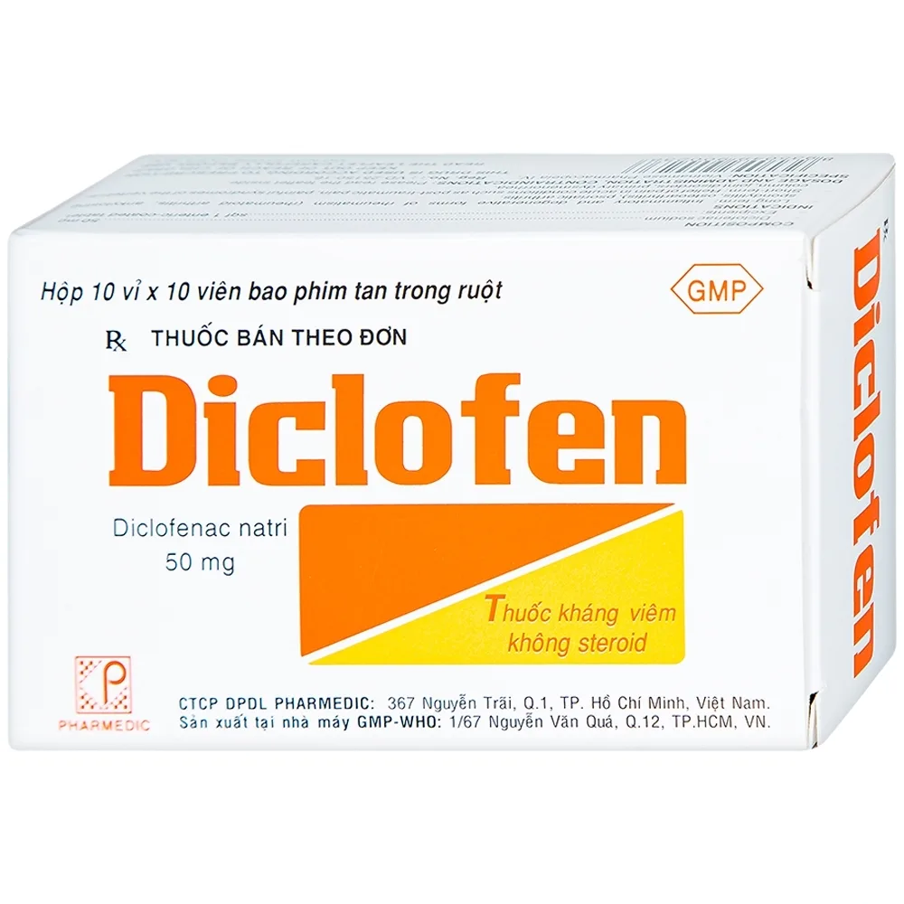 Hình ảnh Thuốc Diclofen Pharmedic điều trị viêm thấp khớp mãn tính (10 vỉ x 10 viên)