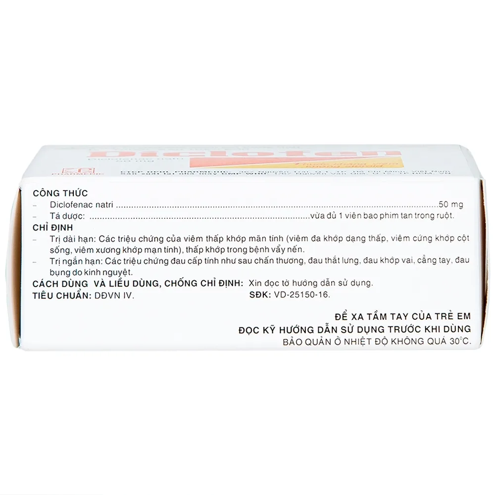 Hình ảnh Thuốc Diclofen Pharmedic điều trị viêm thấp khớp mãn tính (10 vỉ x 10 viên)