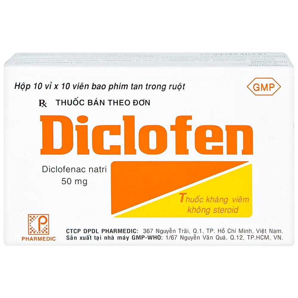 Hình ảnh Thuốc Diclofen Pharmedic điều trị viêm thấp khớp mãn tính (10 vỉ x 10 viên)