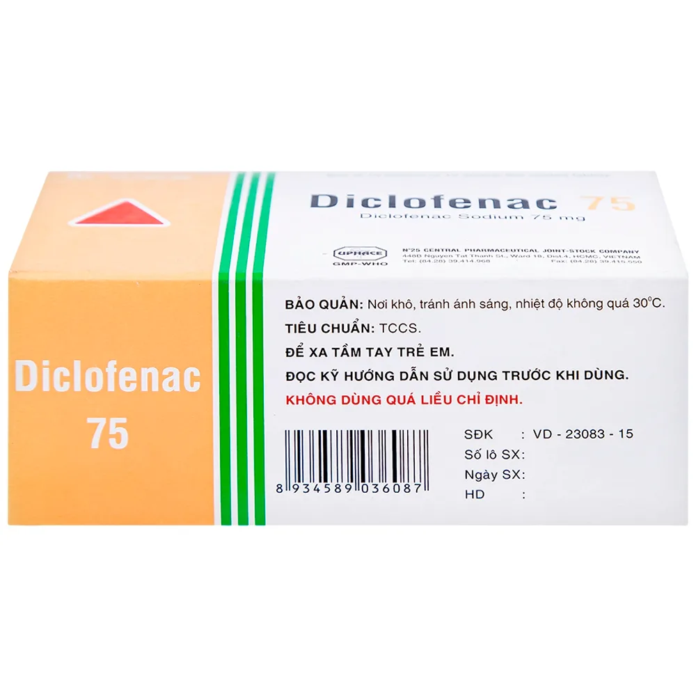 Hình ảnh Thuốc Diclofenac 75 Uphace điều trị dài ngày viêm khớp mạn, thoái hóa khớp (10 vỉ x 10 viên)
