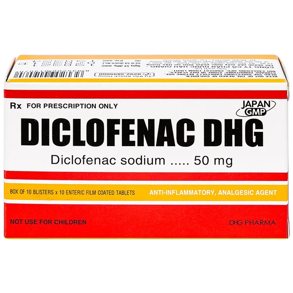 Hình ảnh Thuốc Diclofenac DHG điều trị viêm, đau trong rối loạn cơ xương khớp (10 vỉ x 10 viên)