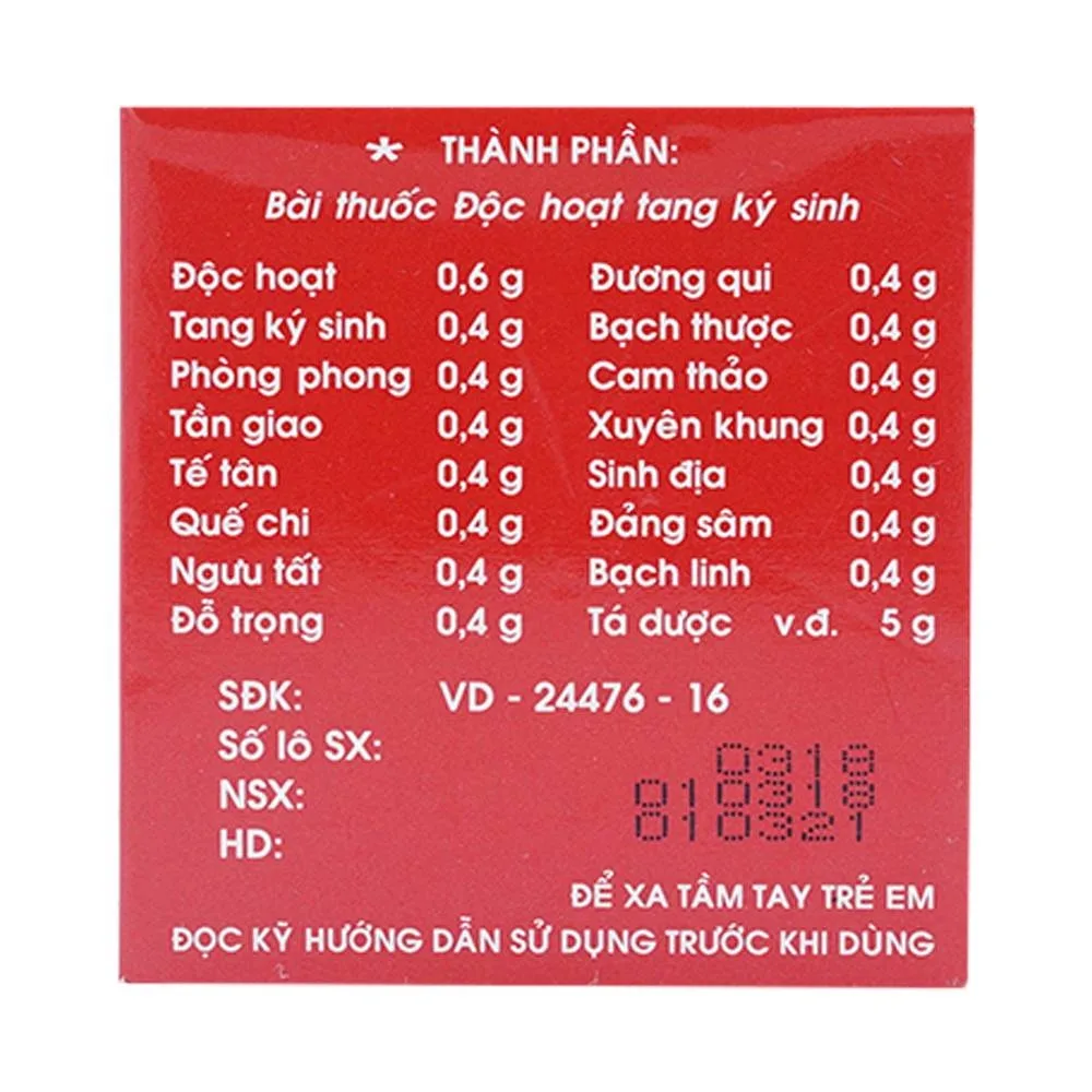 Hình ảnh Thuốc Didicera trừ phong thấp, bổ khí huyết, bổ can thận (10 gói x 5g)