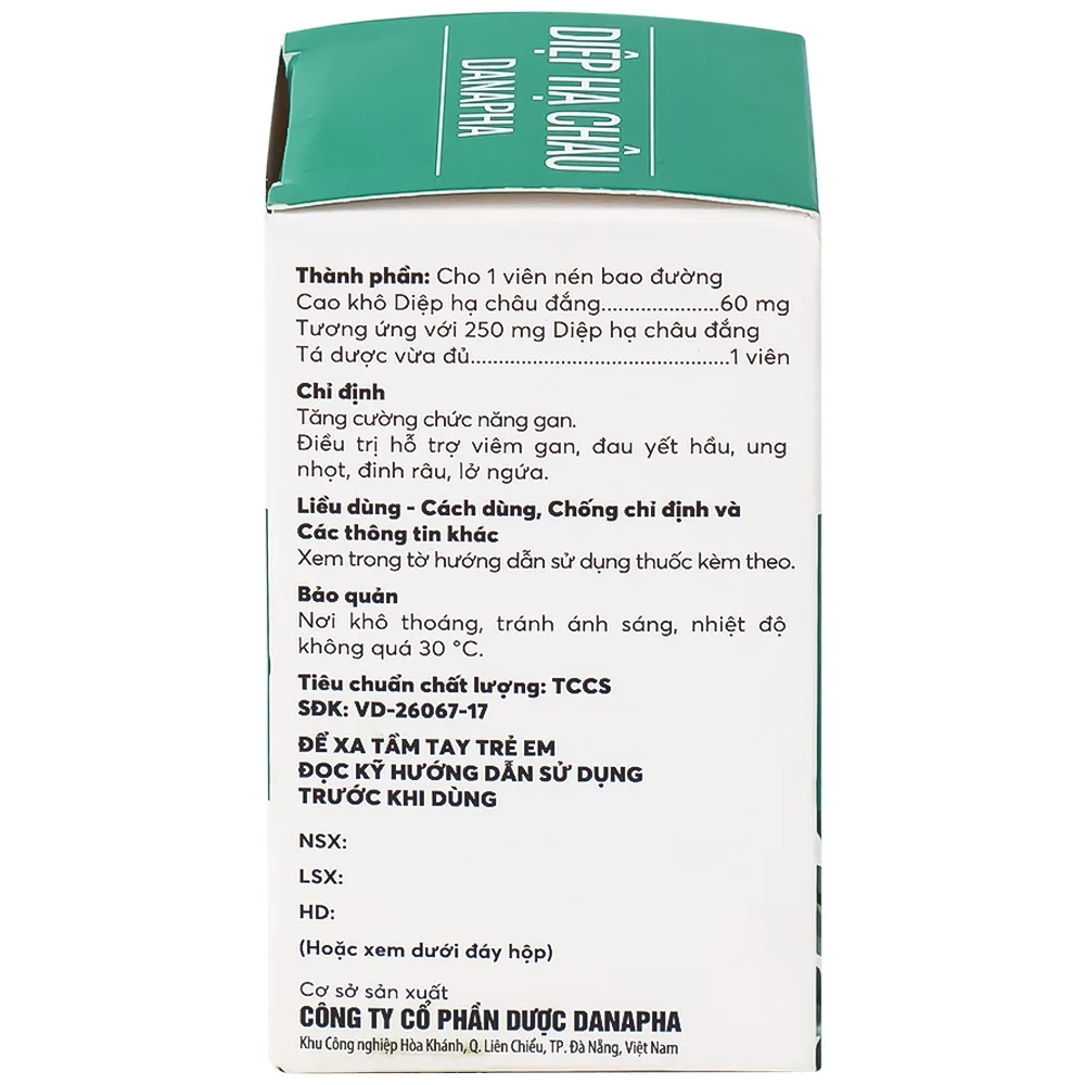 Hình ảnh Thuốc Diệp Hạ Châu Danapha tăng cường chức năng gan (90 viên)