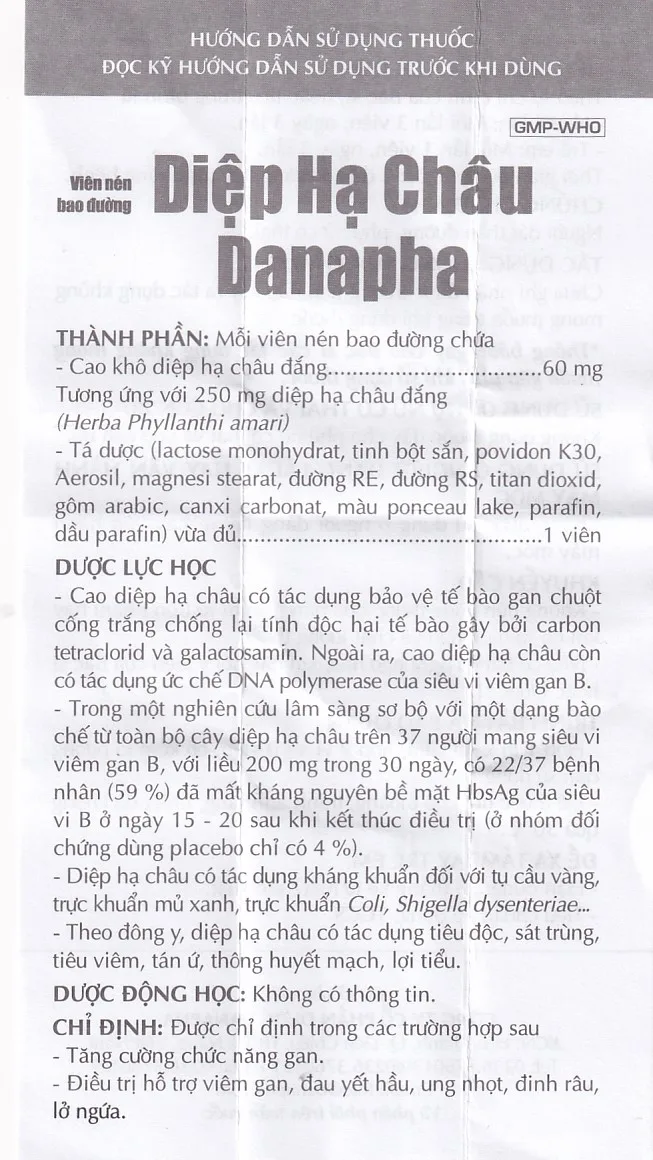 Hình ảnh Thuốc Diệp Hạ Châu Danapha tăng cường chức năng gan (90 viên)