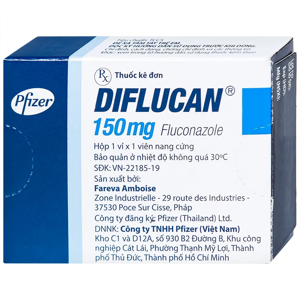 Hình ảnh Thuốc Diflucan 150mg Pfizer điều trị tình trạng nhiễm nấm (1 vỉ x 1 viên)