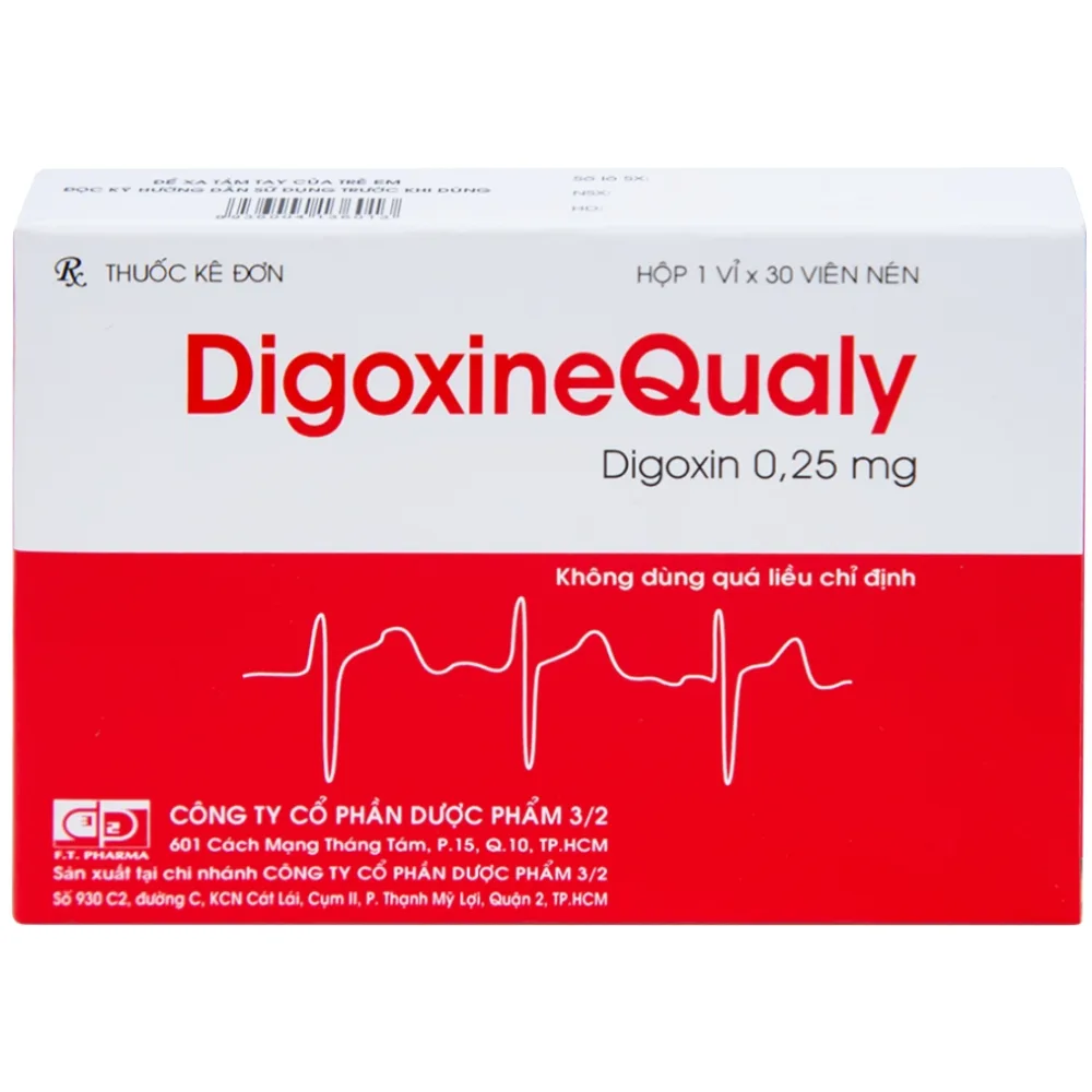 Hình ảnh Thuốc DigoxineQualy Dược 3-2 điều trị suy tim sung huyết, rung nhỉ (1 vỉ x 30 viên)