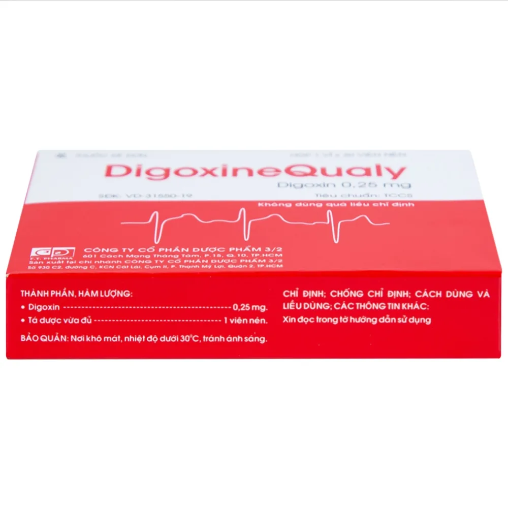 Hình ảnh Thuốc DigoxineQualy Dược 3-2 điều trị suy tim sung huyết, rung nhỉ (1 vỉ x 30 viên)