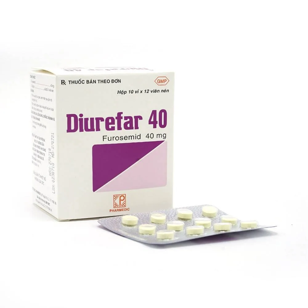 Hình ảnh Thuốc Diurefar 40 Pharmedic điều trị tăng huyết áp, phù do suy tim, xơ gan, bệnh thận (10 vỉ x 12 viên)