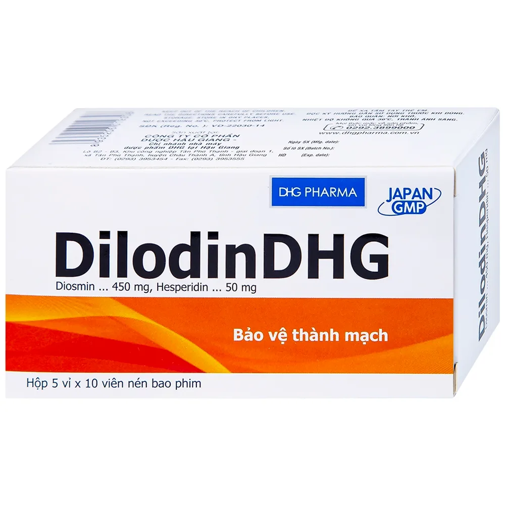 Hình ảnh Thuốc DilodinDHG điều trị các triệu chứng liên quan đến cơn trĩ cấp và bệnh trĩ mạn (5 vỉ x 10 viên)