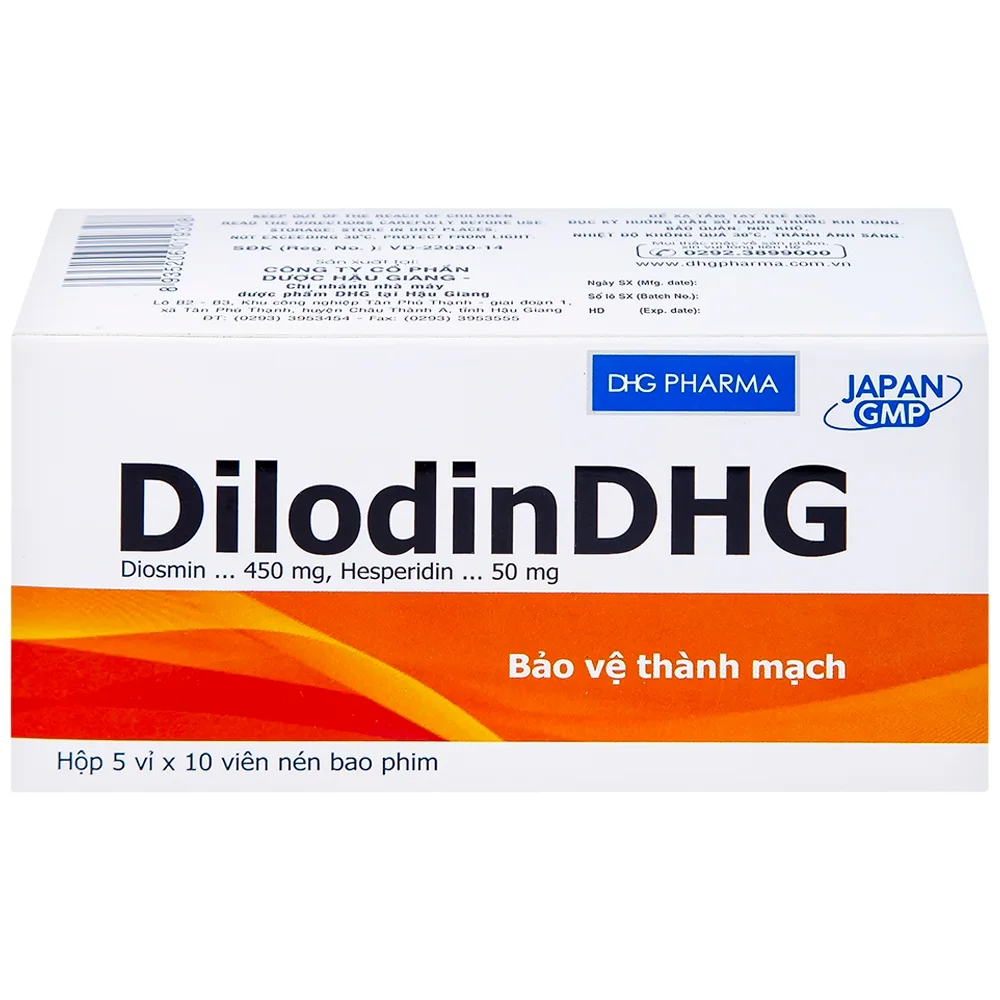 Hình ảnh Thuốc DilodinDHG điều trị các triệu chứng liên quan đến cơn trĩ cấp và bệnh trĩ mạn (5 vỉ x 10 viên)