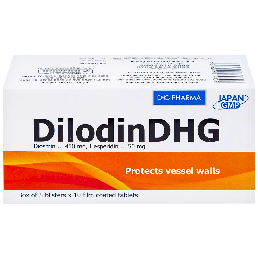 Hình ảnh Thuốc DilodinDHG điều trị các triệu chứng liên quan đến cơn trĩ cấp và bệnh trĩ mạn (5 vỉ x 10 viên)