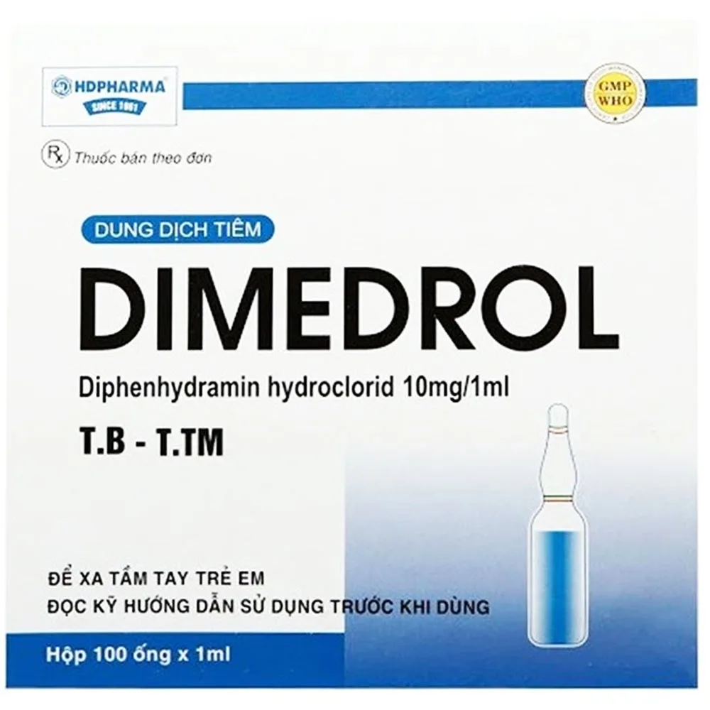 Hình ảnh Dung Dịch Tiêm Dimedrol HD Pharma điều trị viêm mũi dị ứng và bệnh da dị ứng (100 ống x1ml)
