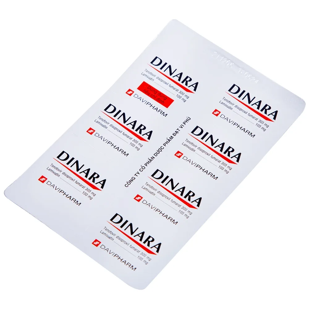 Hình ảnh Thuốc Dinara Davipharm điều trị bệnh viêm gan siêu vi B mạn tính (4 vỉ x 7 viên)