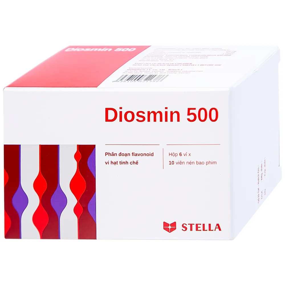 Hình ảnh Thuốc Diosmin 500 Stella điều trị triệu chứng liên quan đến suy tĩnh mạch - mạch bạch huyết (6 vỉ x 10 viên)