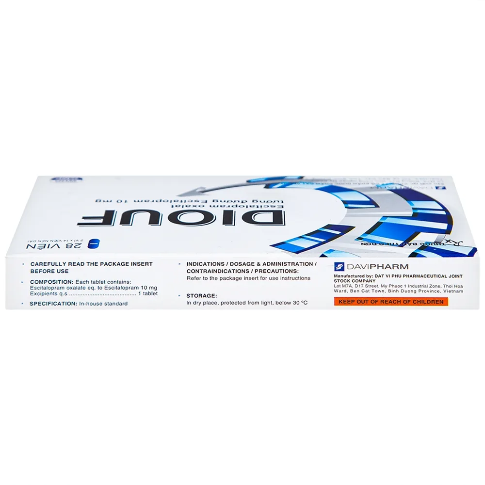 Hình ảnh Thuốc Diouf Davipharm điều trị trầm cảm nặng, rối loạn hoảng loạn (2 vỉ x 14 viên)