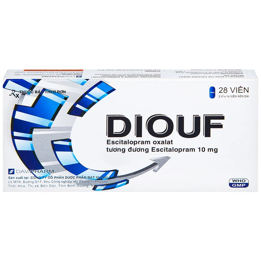 Hình ảnh Thuốc Diouf Davipharm điều trị trầm cảm nặng, rối loạn hoảng loạn (2 vỉ x 14 viên)