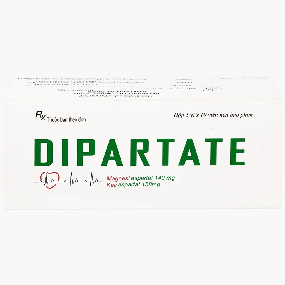 Hình ảnh Thuốc Dipartate Cophavina bổ sung magnesi và kali, hỗ trợ điều trị suy tim, sau nhồi máu cơ tim (5 vỉ x 10 viên)