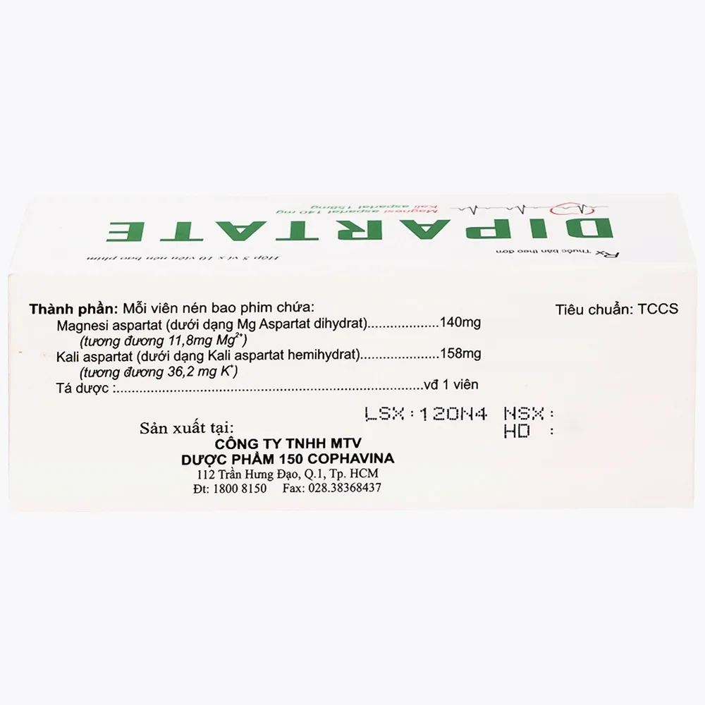 Hình ảnh Thuốc Dipartate Cophavina bổ sung magnesi và kali, hỗ trợ điều trị suy tim, sau nhồi máu cơ tim (5 vỉ x 10 viên)