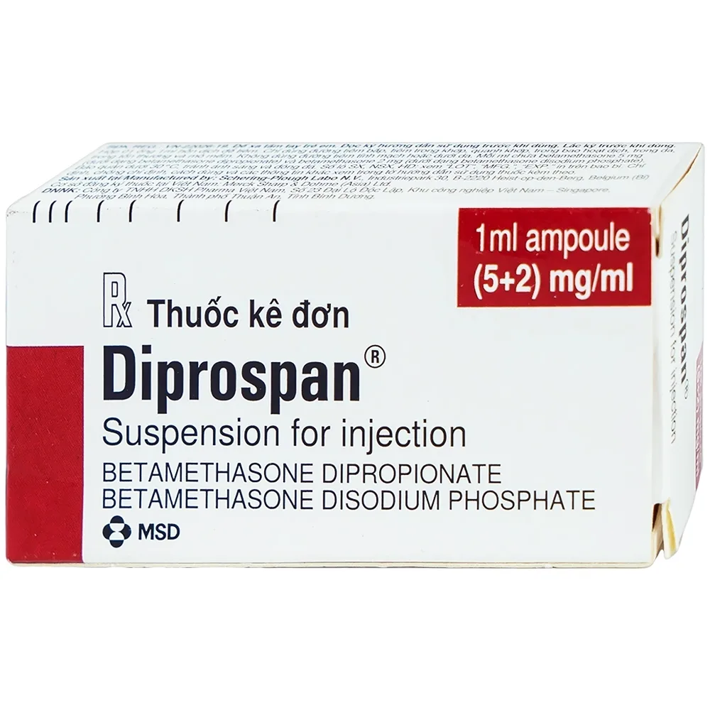 Hình ảnh Thuốc tiêm Diprospan Injection (5+2)mg/ml Merck điều trị các bệnh cơ xương và mô mềm, dị ứng (1 ống x 1ml)