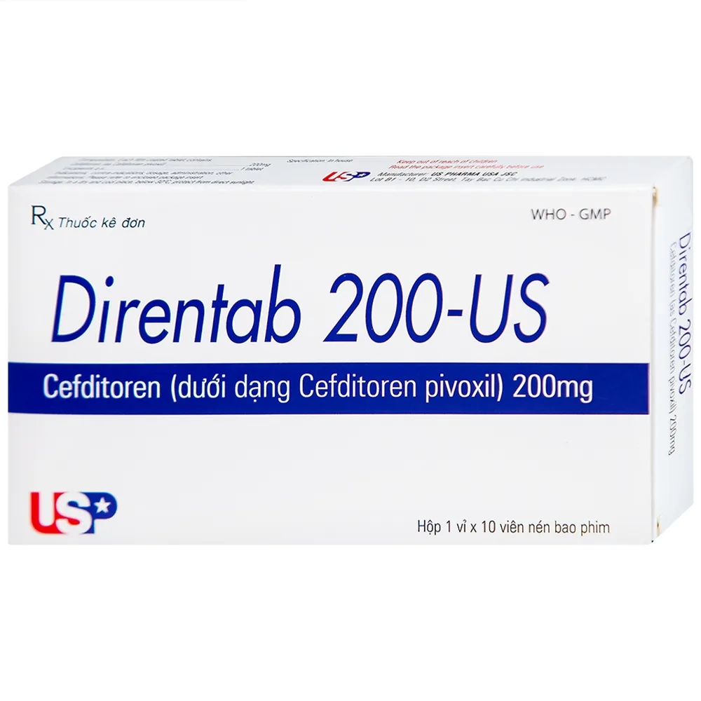 Hình ảnh Thuốc Direntab 200-US điều trị nhiễm khuẩn (1 vỉ x 10 viên)